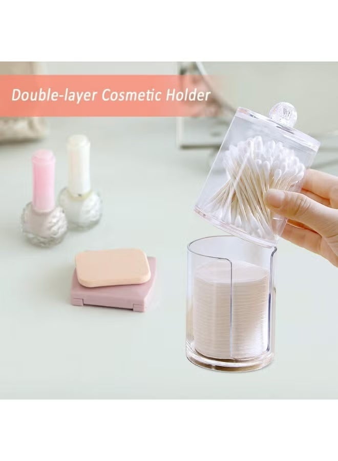2 in 1 Clear Acrylic Cotton Swab Holder - Versatile Makeup Organizer with Lid, Cotton Swabs, Makeup Remover Pads, Cosmetics in Bathroom or Beauty Room - Image 4