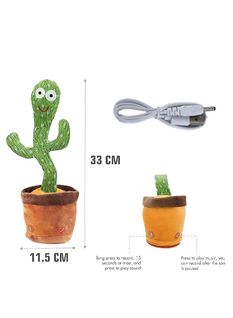A dancing and talking cactus toy, rechargeable with a USB port, a beautiful plant stuffed with musical songs for young children, and it interacts by imitating the sounds  - Image 3