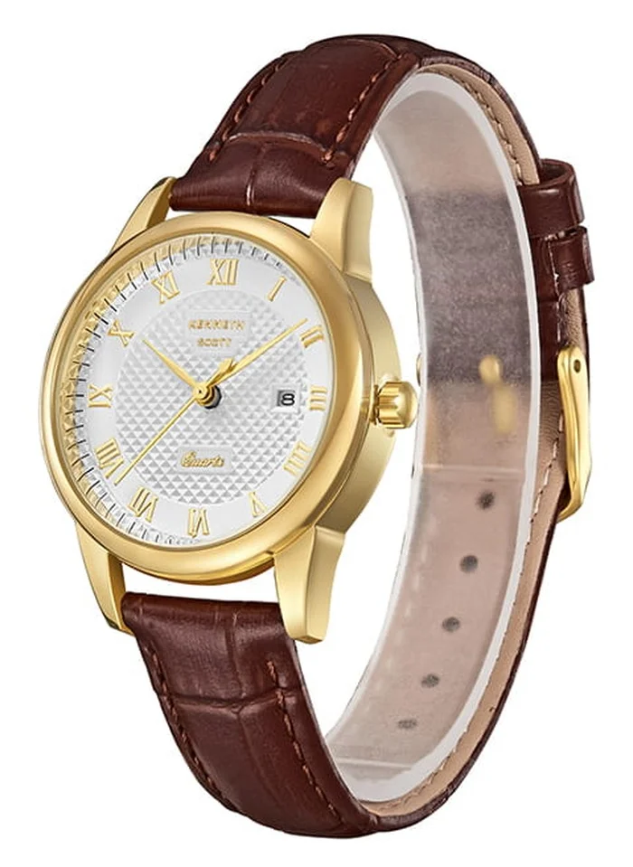 KENNETH SCOTT Kenneth Scott K23530-GLDI Women's Analog Display Watch & Leather Strap Brown