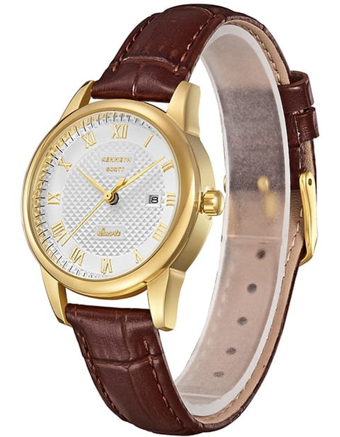 كينيث سكوت ساعة نسائية بعرض تناظري وسوار جلد بني - Image 3