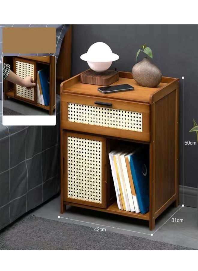 فاشون هوم متعددة الأغراض الحديثة درج واحد انزلاق الباب الجرف السرير تخزين الجدول طاولة جانبية منضدة لغرفة نوم غرفة المعيشة 42x31x50 سم - Image 3