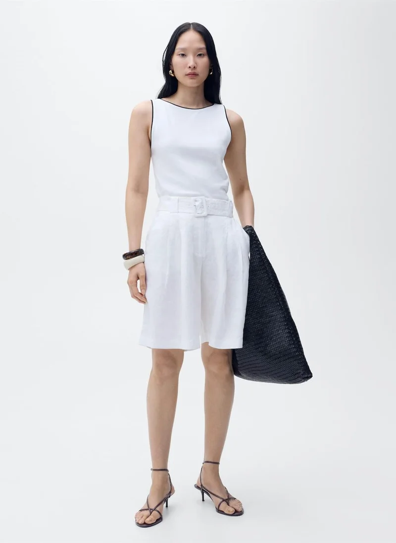 MANGO Contrasting Trim Cotton Top