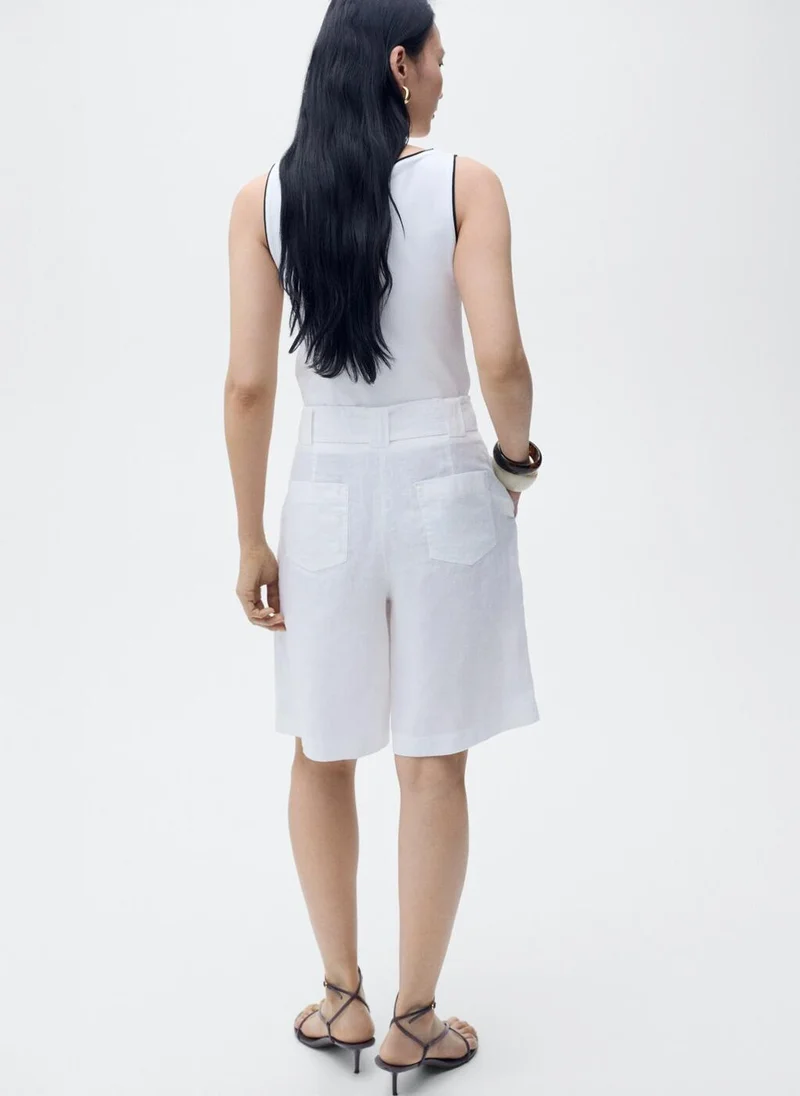 MANGO Contrasting Trim Cotton Top