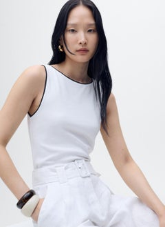 MANGO Contrasting Trim Cotton Top  - Image 4