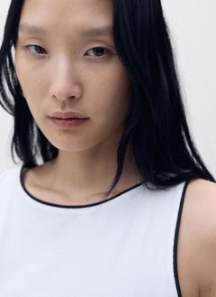 MANGO Contrasting Trim Cotton Top  - Image 3
