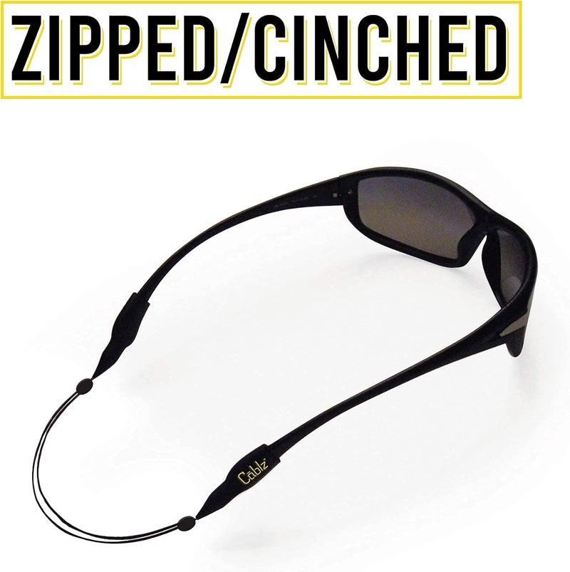 Cablz Zipz XL Adjustable Eyewear Retainer | Adjustable, Lightweight, Low Profile, Off-The-Neck Eyewear Retainer Strap | Black | 12" w/XL Tip - Image 3