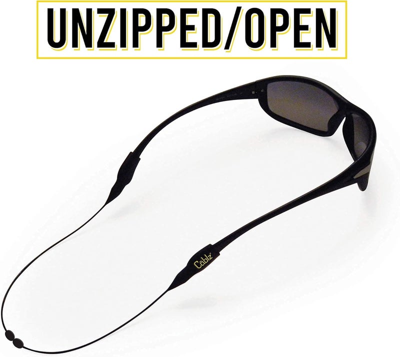 Cablz Zipz XL Adjustable Eyewear Retainer | Adjustable, Lightweight, Low Profile, Off-The-Neck Eyewear Retainer Strap | Black | 12" w/XL Tip - Image 4
