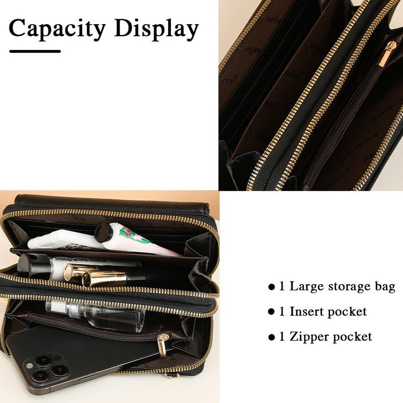Baellerry Women's PU Leather Crossbody Bag with Letter Print and Zipper - Image 2