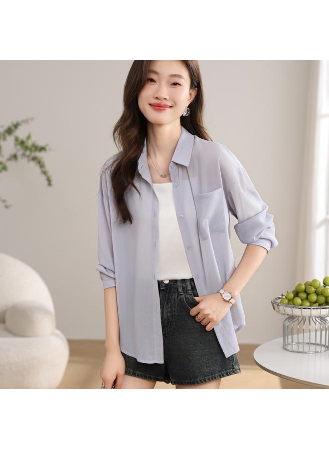 VUELO Real Shot Ice Silk Sunscreen Shirt Women's Anti-ultraviolet Breathable Summer Air Conditioning Clothing Outside Cardigan Light Coat - Image 3