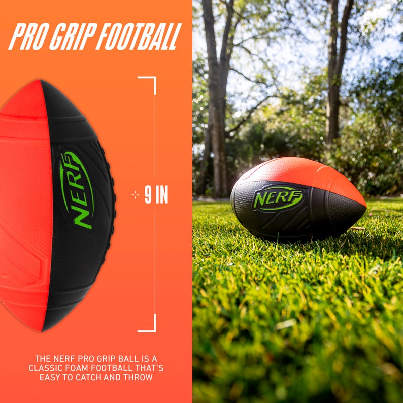 NERF Kids Foam Football - Pro Grip Youth Soft Foam Ball - Indoor + Outdoor Football for Kids - Small NERF Foam Football - 9" Inch Youth Sized Football - Red + Black - Image 2