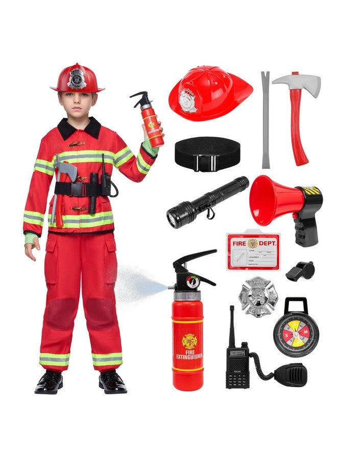 Spooktacular Creations Spooktacular Creations Halloween Boys Fireman Costume, Firefighter Costume for Kids, Red Toddler Fireman Jumpsuit Accessories Set for Dress-up and Roleplay Party (Small, 5-7 yrs) - Image 1