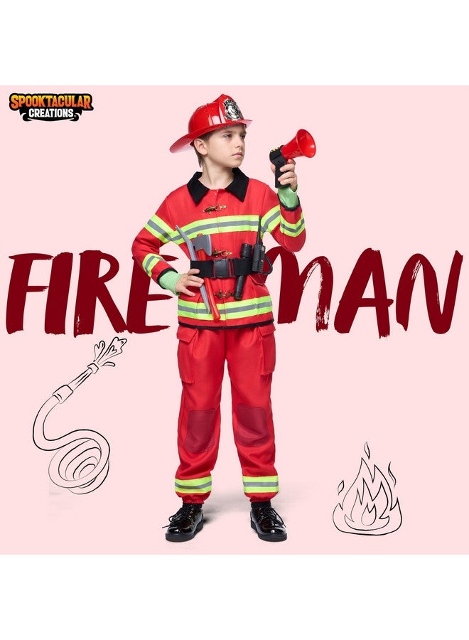 Spooktacular Creations Spooktacular Creations Halloween Boys Fireman Costume, Firefighter Costume for Kids, Red Toddler Fireman Jumpsuit Accessories Set for Dress-up and Roleplay Party (Small, 5-7 yrs) - Image 2
