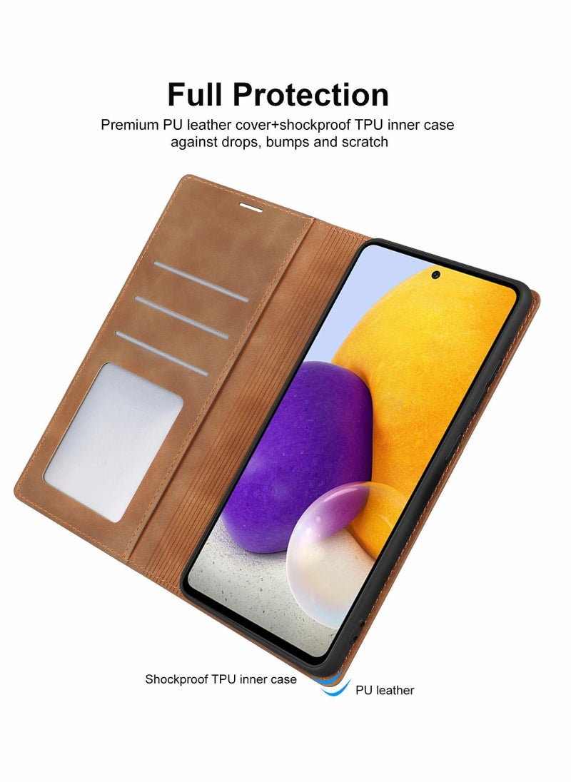 Excefore - Case for Samsung A52 Cover for Wallet Leather Flip Case, Kickstand Case Card Holder Slots for Samsung Galaxy A52 Cover (Brown) - Image 1