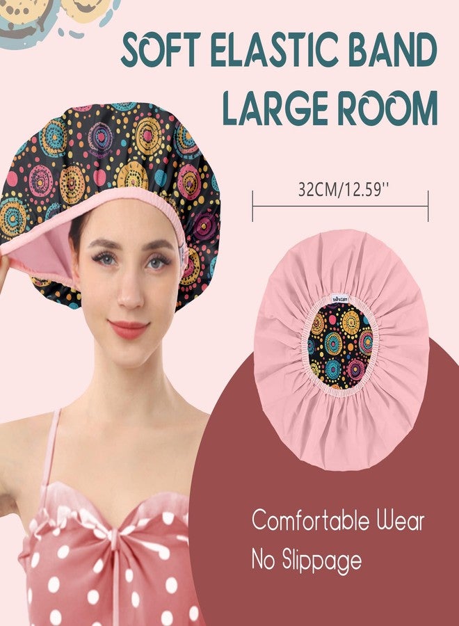 Years calm Luxury Shower Caps for Women Reusable Waterproof – Polka Dot Double Layer Bath Cap with Adjustable Elastic for Braids & Long Hair, Comfortable & Stylish, Versatile Use (Black) - Image 2