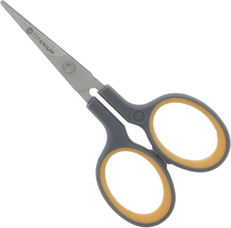 Westcott E-30440 00 4 inch Titanium Nitride Bonded Super Soft Grip Scissor, Straight - Grey/Yellow - Image 1
