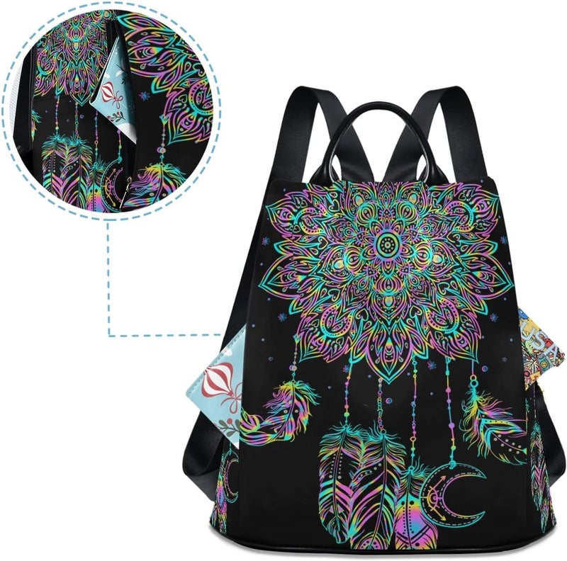 ALAZA ALAZA Dreamcatcher Lotus Boho Backpack Purse for Women Anti Theft Fashion Back Pack Shoulder Bag  - Image 4