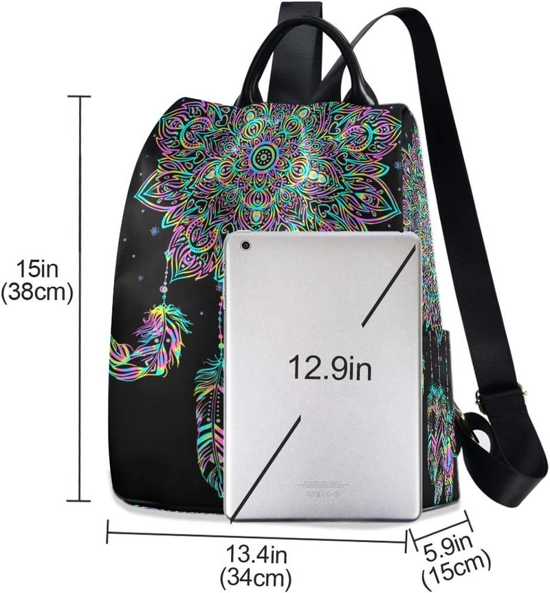 ALAZA ALAZA Dreamcatcher Lotus Boho Backpack Purse for Women Anti Theft Fashion Back Pack Shoulder Bag  - Image 2