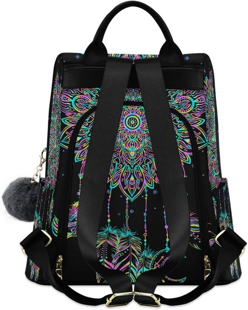 ALAZA ALAZA Dreamcatcher Lotus Boho Backpack Purse for Women Anti Theft Fashion Back Pack Shoulder Bag  - Image 5