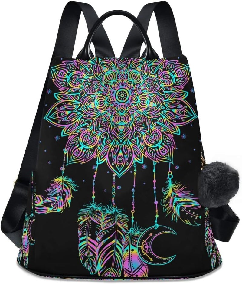 ALAZA ALAZA Dreamcatcher Lotus Boho Backpack Purse for Women Anti Theft Fashion Back Pack Shoulder Bag  - Image 1