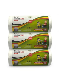 Tru Garbage Bags Compact Roll White 54x60cm 10Gallon ( 30pc x 3 Rolls ) 90bags  - Image 1