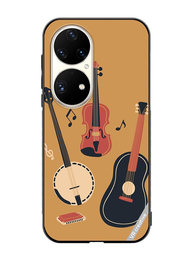 VR CREATIVE Protective Case Cover For Huawei P50 Pro Banjo Acoustic Guitar Violin Notes And Harmonica Design Multicolour - Image 1