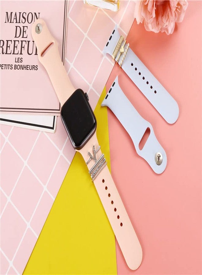 Wowstrap 5Pcs Charms for Apple Watch band 41mm 45mm 40mm 44mm 38mm 42mm 46mm 49mm Women,Diamond+Metal Jewelry Decorative Ring For iWatch series 11 10 9 8 7 6 5 4 se 3/2,Galaxy watch 7/6/5/4,Strap Accessories - Image 4