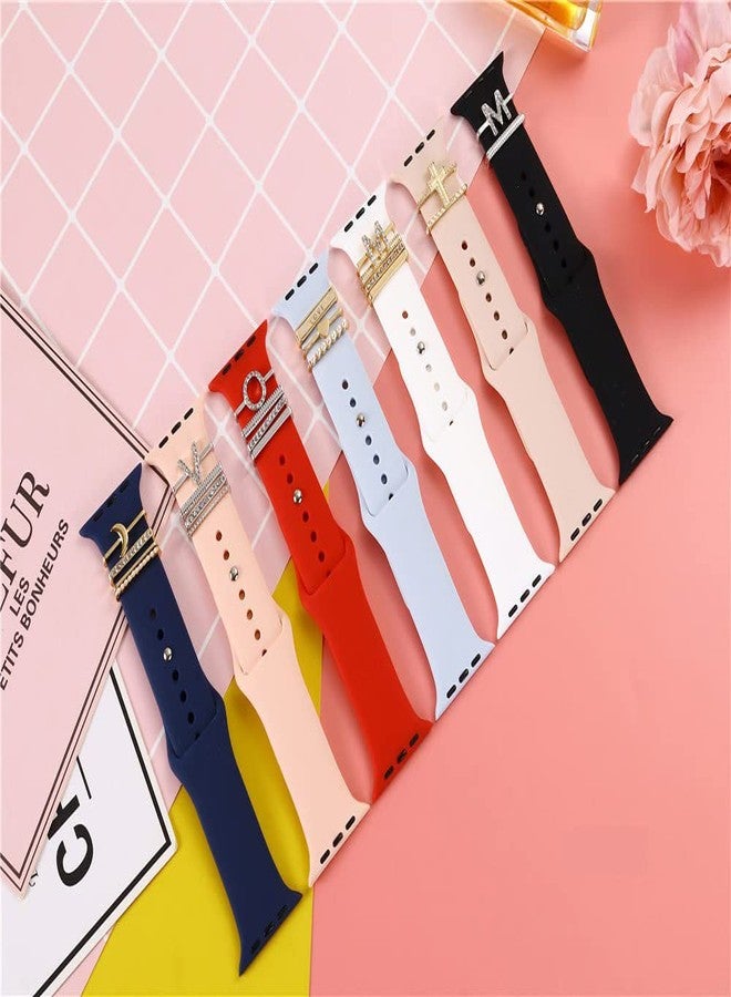 Wowstrap 5Pcs Charms for Apple Watch band 41mm 45mm 40mm 44mm 38mm 42mm 46mm 49mm Women,Diamond+Metal Jewelry Decorative Ring For iWatch series 11 10 9 8 7 6 5 4 se 3/2,Galaxy watch 7/6/5/4,Strap Accessories - Image 5