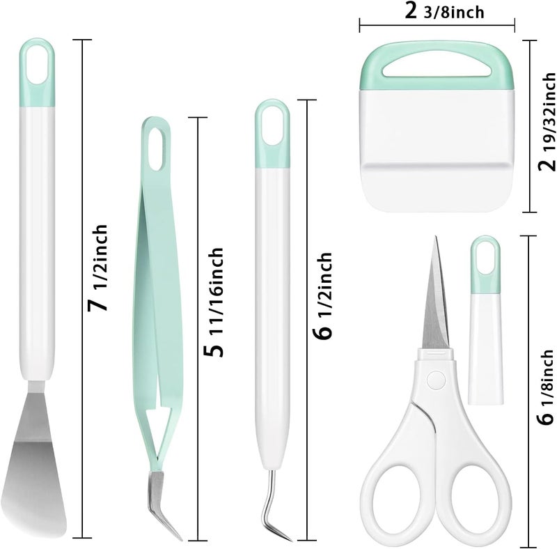 ecraft Vinyl Weeding Tool Set: Vinyl Weeding Craft Basic kit 5 Pieces Including Tweezers & Spatula & Weeders & Scraper & Scissor for cricut/Silhouettes/Cameos/Weeding Vinyl/Splicing - Image 2