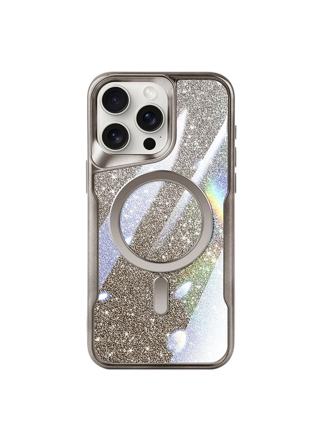 Zaboon For iPhone 13 Pro Max Blade MagSafe Magnetic Gradient Glitter PC Phone Case(Titanium Grey)