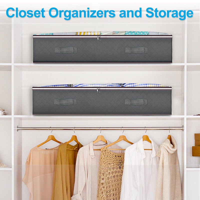 Budding Joy 60L Under Bed Storage Containers, Storage Bins with Clear Lids, Foldable Closet Organizers for Clothes, Blankets, Shoes, Bed Sheets, Comforter, Wrapping Paper, Home Dorm Storage - Image 3