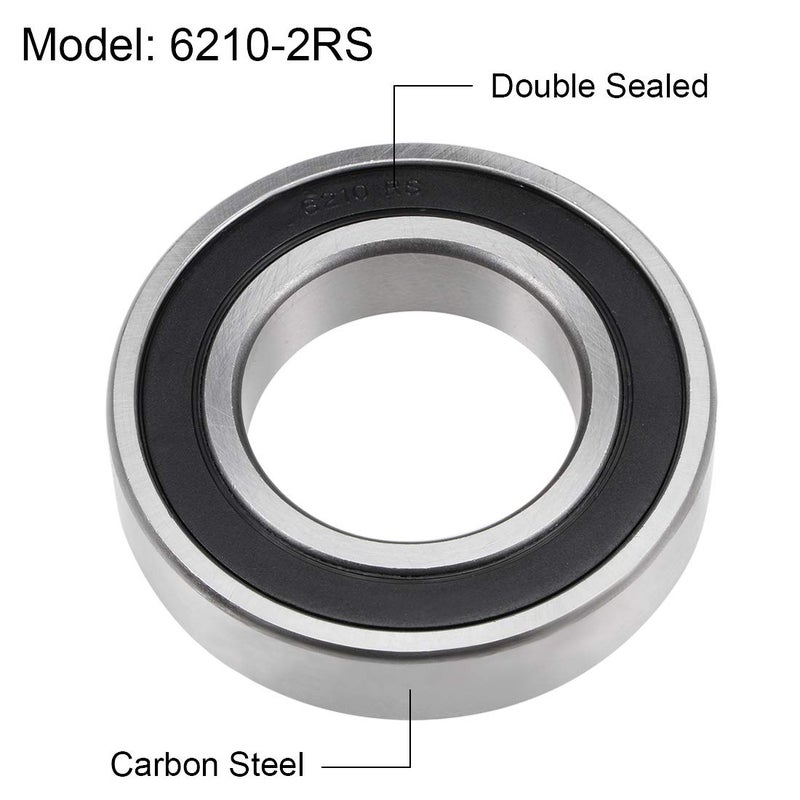 uxcell 6210-2RS Deep Groove Ball Bearings Z2 50x90x20mm Double Sealed Carbon Steel 2pcs - Image 2