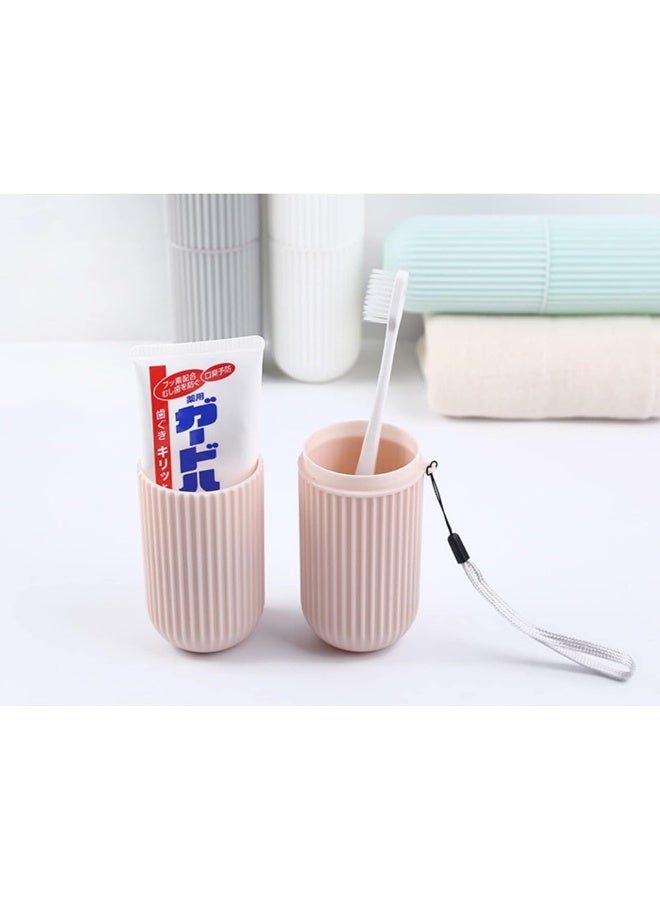 LONG TAO 4 Pcs Travel Toothbrush Case Portable Toothbrush Storage Box Toothbrush Travel Containers Wash Cup Holder Organizer for Trips and Daily Use Green GreyPinkWhite - Image 4