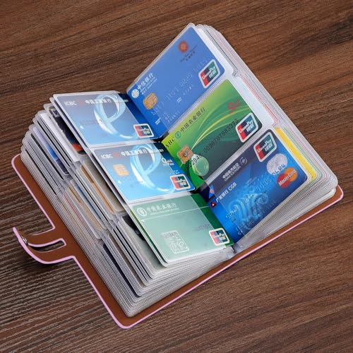 Romozi RFID Credit Card Holder Leather Business Card Organizer with 96 Card Slots Credit Card Case for Managing Your Different Cards and Important Documents to Prevent Loss or Damage Pink - Image 3