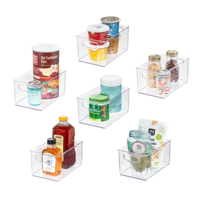 InterDesign iDesign Stackable Pantry Bins with Handles for Cabinets or Fridge Set of 6 Clear Made in USA