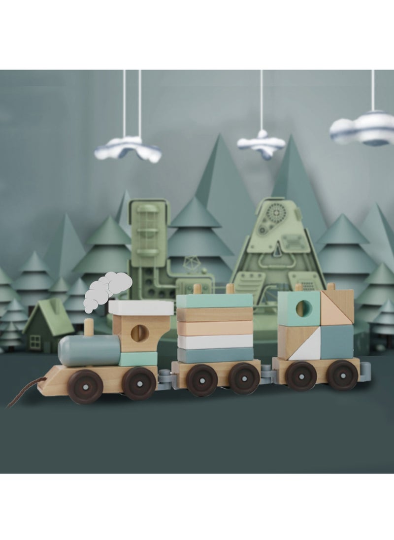 Factory Price Wooden Toy Stacking Train Pull Along Toy  - Image 4