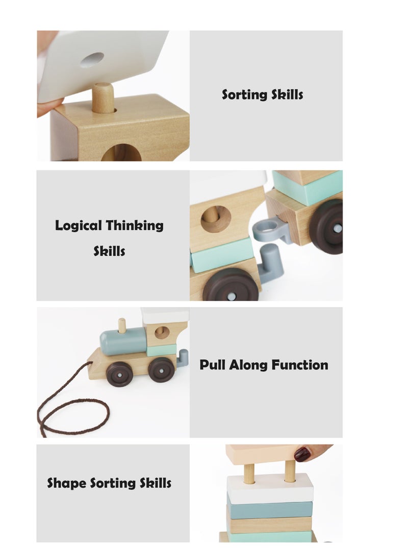 Factory Price Wooden Toy Stacking Train Pull Along Toy  - Image 5