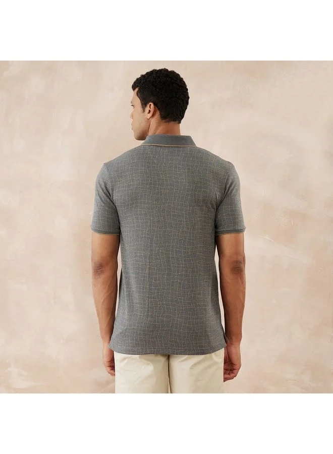fahrenheit Fahrenheit Textured Polo T-shirt with Short Sleeves