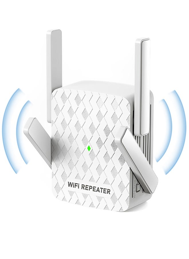 UNUNS WiFi Extender Wireless Repeater,Internet Wireless Repeater For Home Coverage Up To 10000sq.ft And 35 Devices,300Mbps Booster With Ethernet Port,Dual Band 2.4G,4 Antennas  - Image 1
