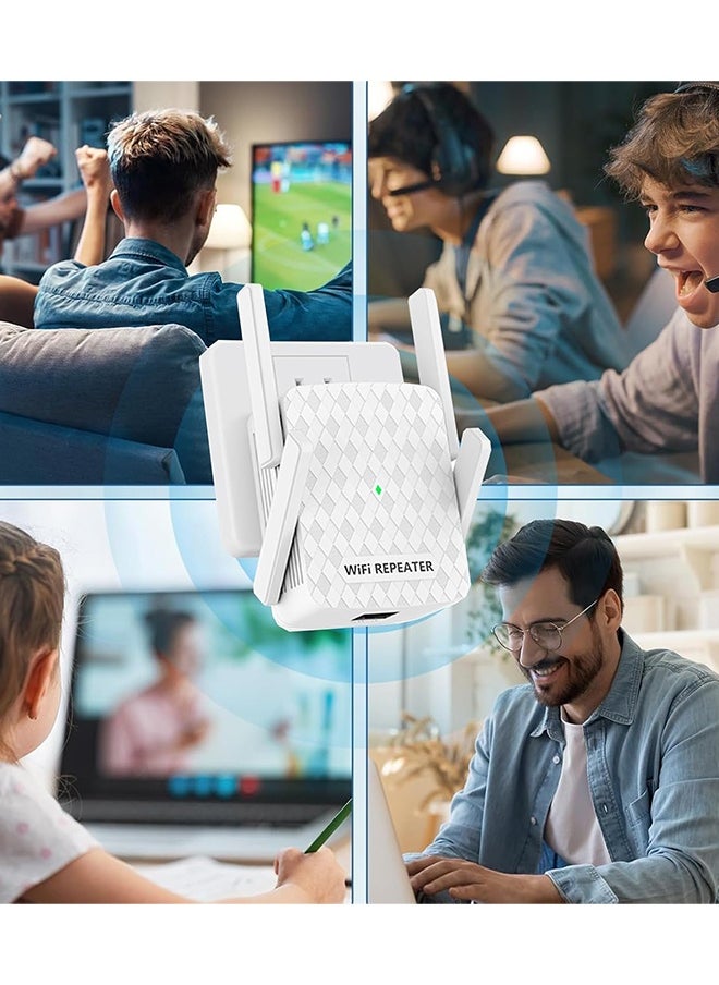 WiFi Extender Wireless Repeater,Internet Wireless Repeater For Home Coverage Up To 10000sq.ft And 35 Devices,300Mbps Booster With Ethernet Port,Dual Band 2.4G,4 Antennas