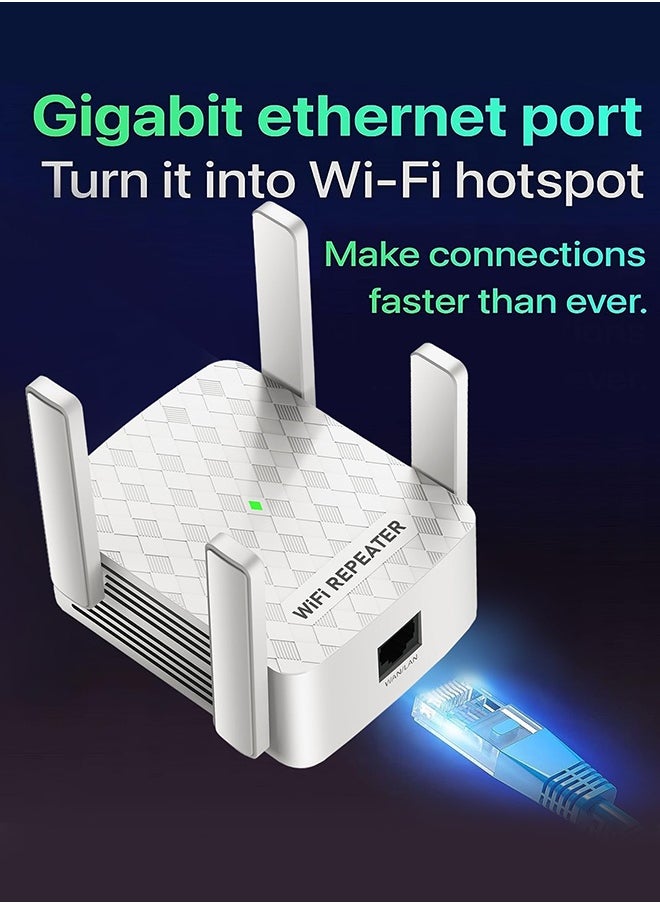 UNUNS WiFi Extender Wireless Repeater,Internet Wireless Repeater For Home Coverage Up To 10000sq.ft And 35 Devices,300Mbps Booster With Ethernet Port,Dual Band 2.4G,4 Antennas  - Image 4