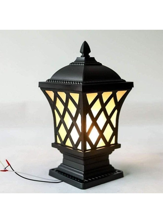Outdoor Traditional Garden Post Light, LED Light, Black Grid Design, Suitable for Pathway and Patio - Image 1