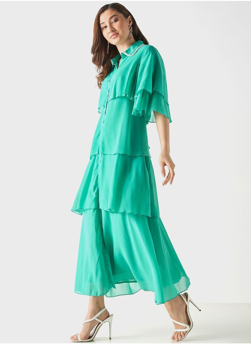 Ruffled Shirt Dress With Short Sleeves - pzsku/Z60D39A8B9AA3FB4378A5Z/45/_/1713270147/8b231589-e26c-4d79-9284-350cc945125d