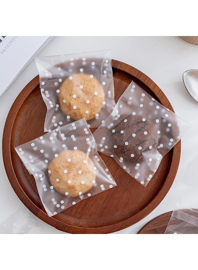 Bincoo 300-Pack Self-Adhesive Clear Plastic Cellophane Cookie Bags for Gift Giving, Candy and Bakery Pastry Packaging White Polka Dot, 4x4 IN - Image 4