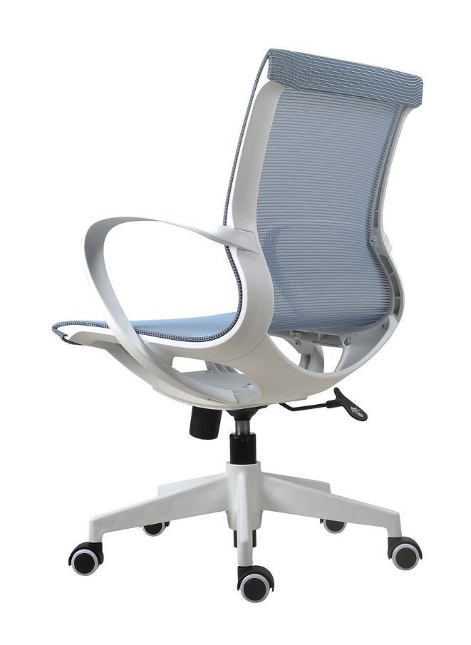 Generic - White Frame Middle Back Ergonomic Office Chair in Blue for Executives and Managers, Adjustable Height and Tilt, Strong Mesh Back, 300mm Fiberglass Base, Nylon Casters - Image 1