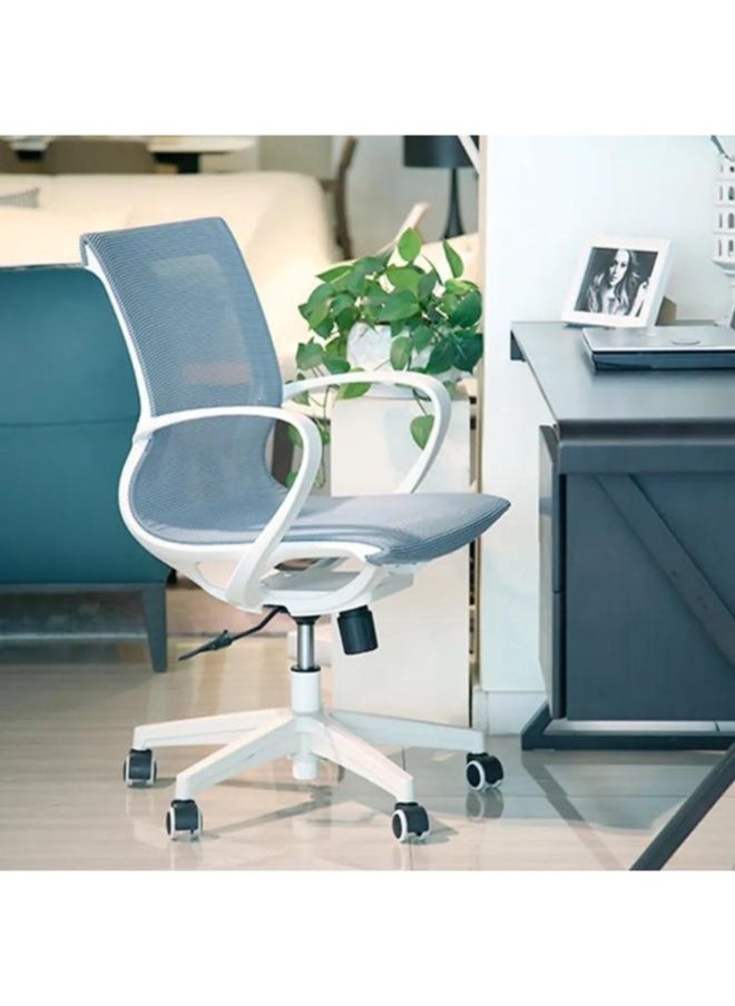 Generic - White Frame Middle Back Ergonomic Office Chair in Blue for Executives and Managers, Adjustable Height and Tilt, Strong Mesh Back, 300mm Fiberglass Base, Nylon Casters - Image 1