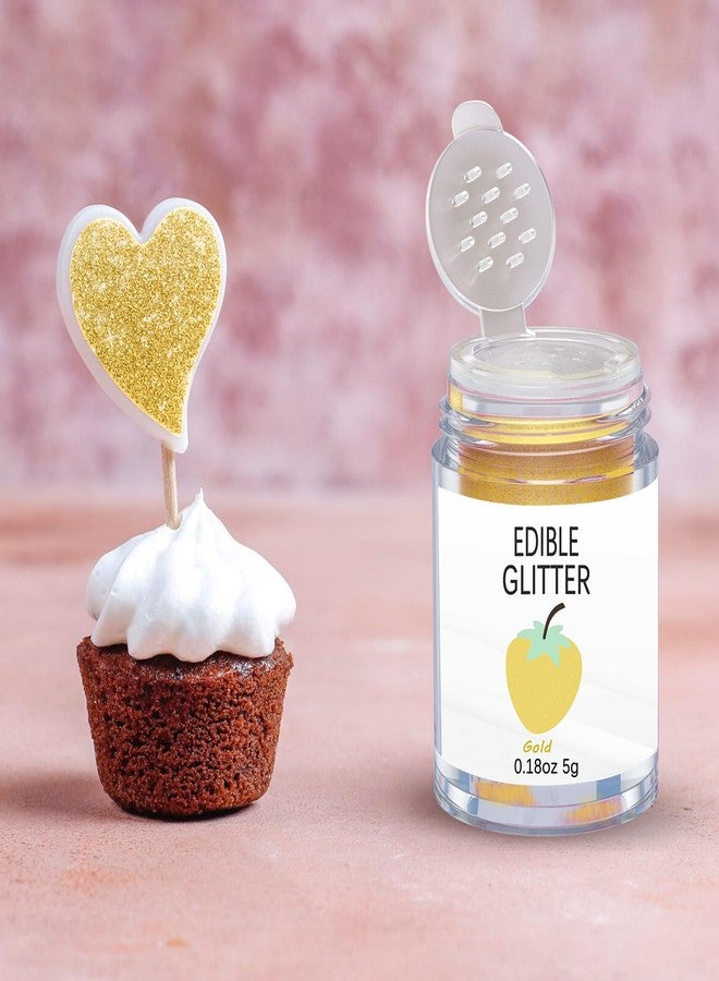 Colaele Gold Edible Glitter Glimmer Powder for Cakes Drinks - Colaele 5 grams Food Grade Luster Dust Metallic Food Decorating Sprinkle Disco Brew Dust for Cake Decorations Wine Beverage Candy Dessert, Vegan - Image 4