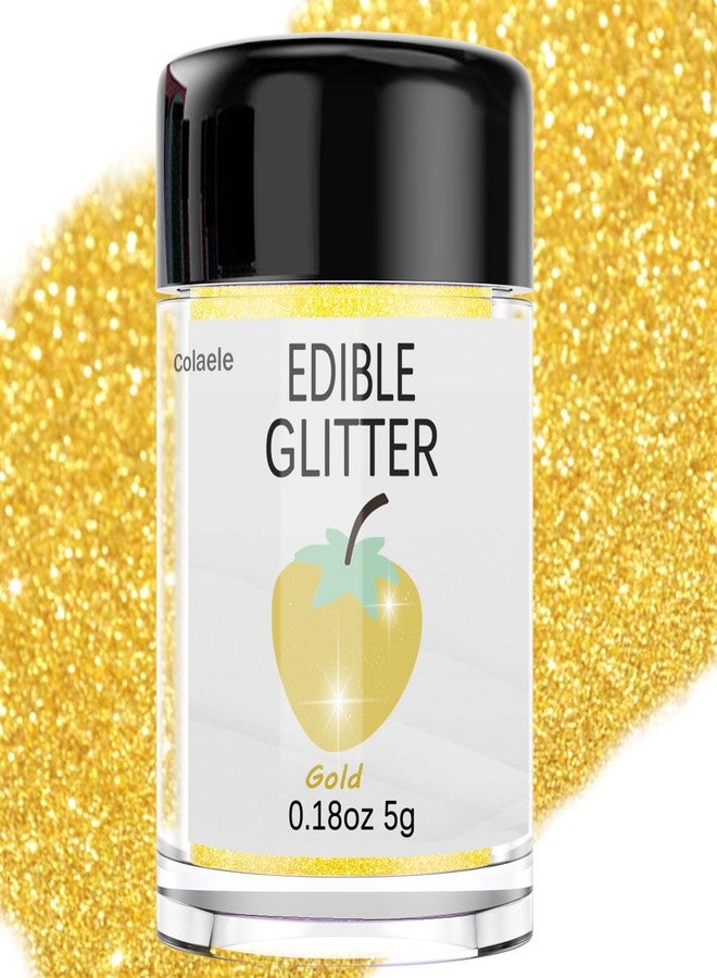 Colaele Gold Edible Glitter Glimmer Powder for Cakes Drinks - Colaele 5 grams Food Grade Luster Dust Metallic Food Decorating Sprinkle Disco Brew Dust for Cake Decorations Wine Beverage Candy Dessert, Vegan - Image 1