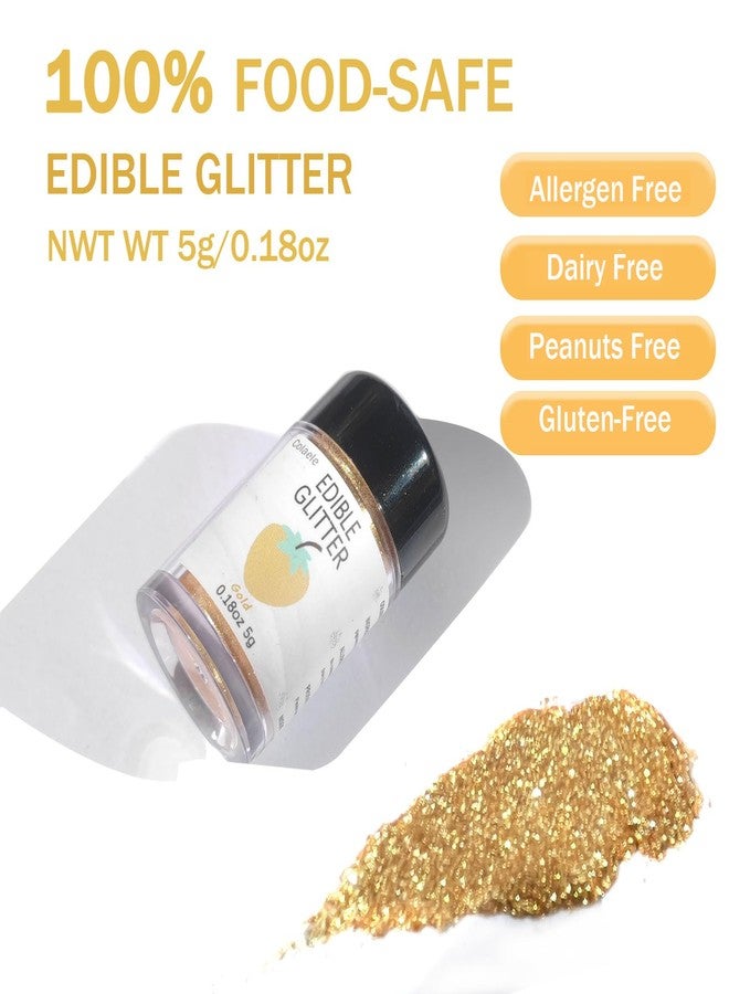 Colaele Gold Edible Glitter Glimmer Powder for Cakes Drinks - Colaele 5 grams Food Grade Luster Dust Metallic Food Decorating Sprinkle Disco Brew Dust for Cake Decorations Wine Beverage Candy Dessert, Vegan - Image 5