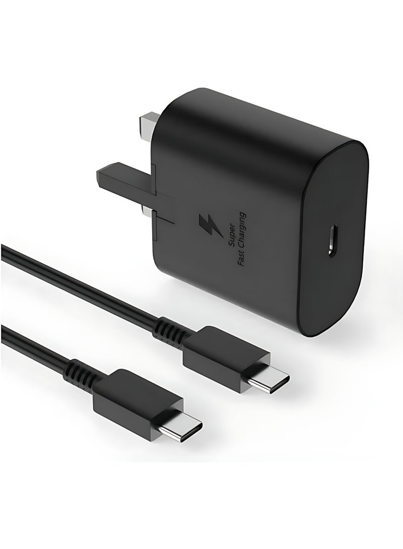 XiaoGiqi 25W USB-C Super Fast Charging Power Adapter with 1m Cable Compatible with Samsung S24 S23 S22 S21 S20 Ultra S24+ S23+ S22+ S21+ A53 A15 A55 A54 for Daily Use Home and Travel - Image 1