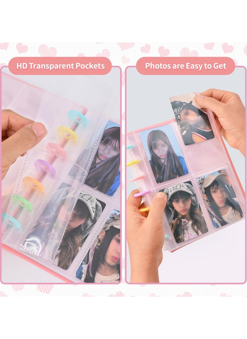 phomemo Kpop Photocard Binder 3 Inch Photocard Holder Book Sleeves with 30Pcs Inner Pages A5 Idol Business Card Collect 2×3 Polaroid Photo Album, (Pink)  - Image 3